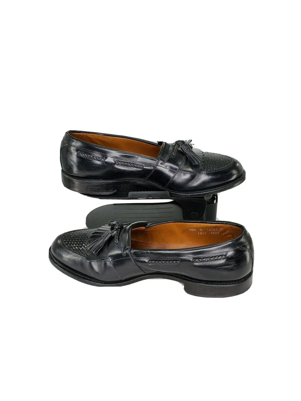 Allen Edmonds Mens Shoes Cody Black Leather Loafer Tassels Weaved Size 10.5C